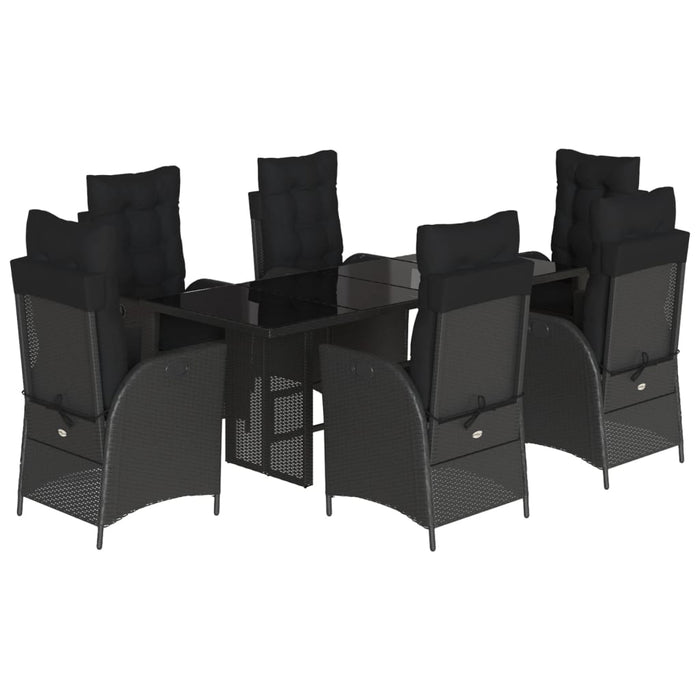 Set mobilier de grădină cu perne, 7 piese, negru, poliratan - WALTI WALTI