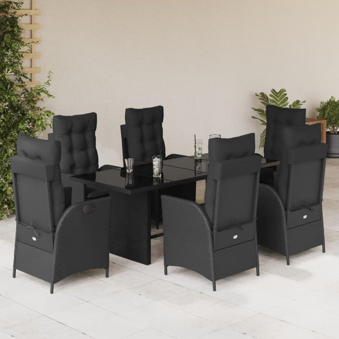 Set mobilier de grădină cu perne, 7 piese, negru, poliratan - WALTI WALTI