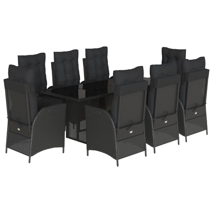 Set mobilier de grădină cu perne, 9 piese, negru, poliratan - WALTI WALTI