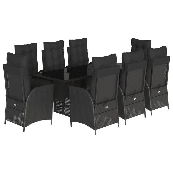 Set mobilier de grădină cu perne, 9 piese, negru, poliratan - WALTI WALTI