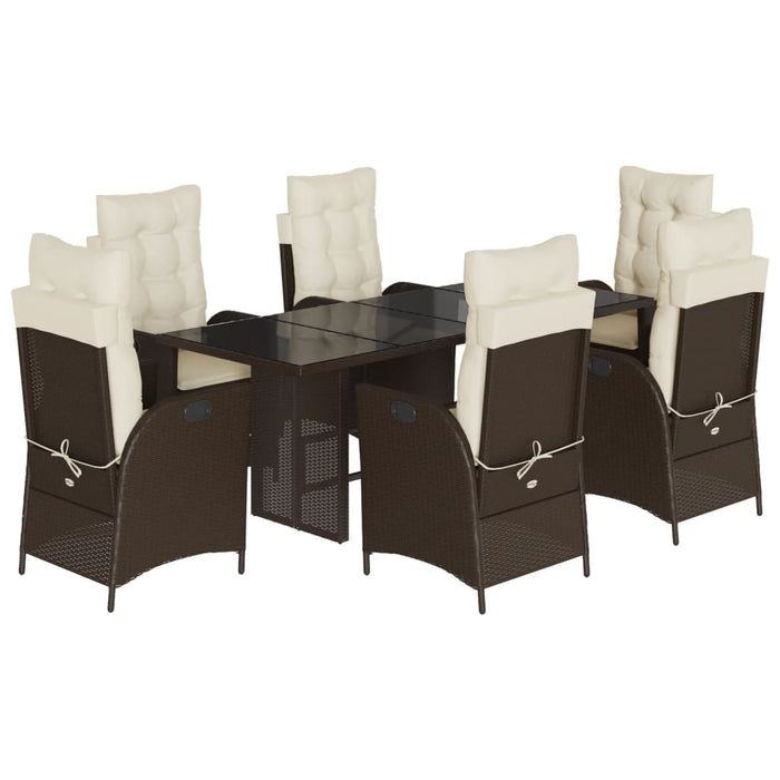 Set mobilier de grădină cu perne, 7 piese, maro, poliratan WALTI