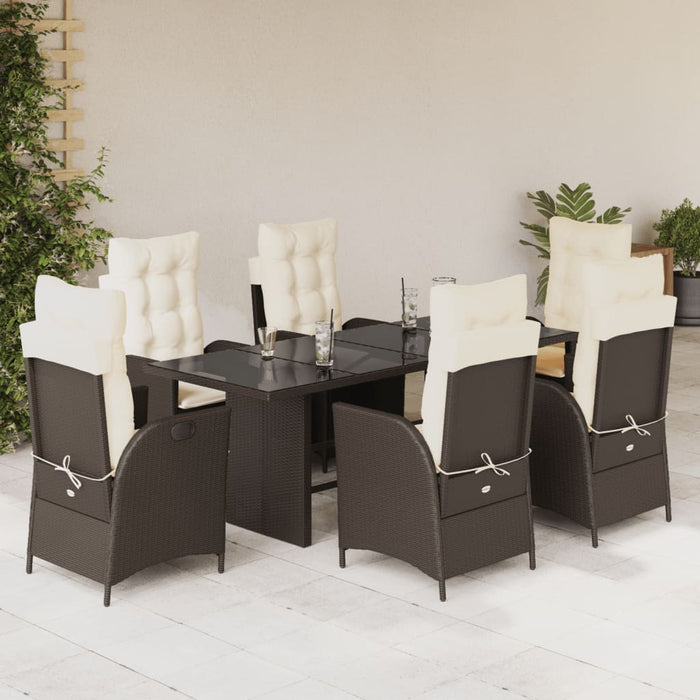 Set mobilier de grădină cu perne, 7 piese, maro, poliratan WALTI