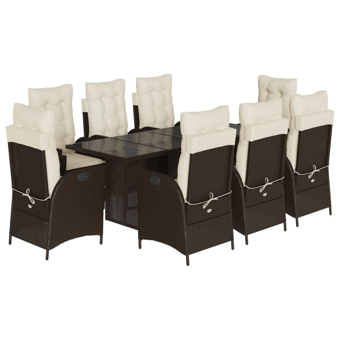 Set mobilier de grădină cu perne, 9 piese, maro, poliratan - WALTI WALTI