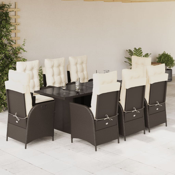Set mobilier de grădină cu perne, 9 piese, maro, poliratan - WALTI WALTI