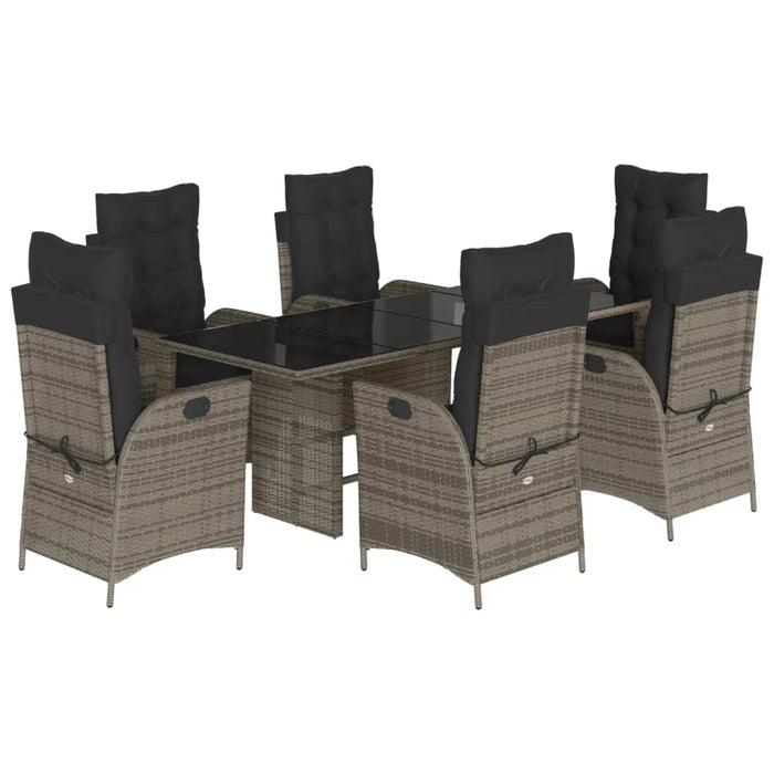 Set mobilier de grădină cu perne, 7 piese, gri, poliratan WALTI