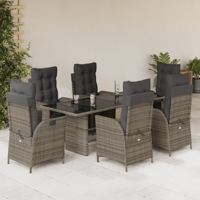 Set mobilier de grădină cu perne, 7 piese, gri, poliratan WALTI