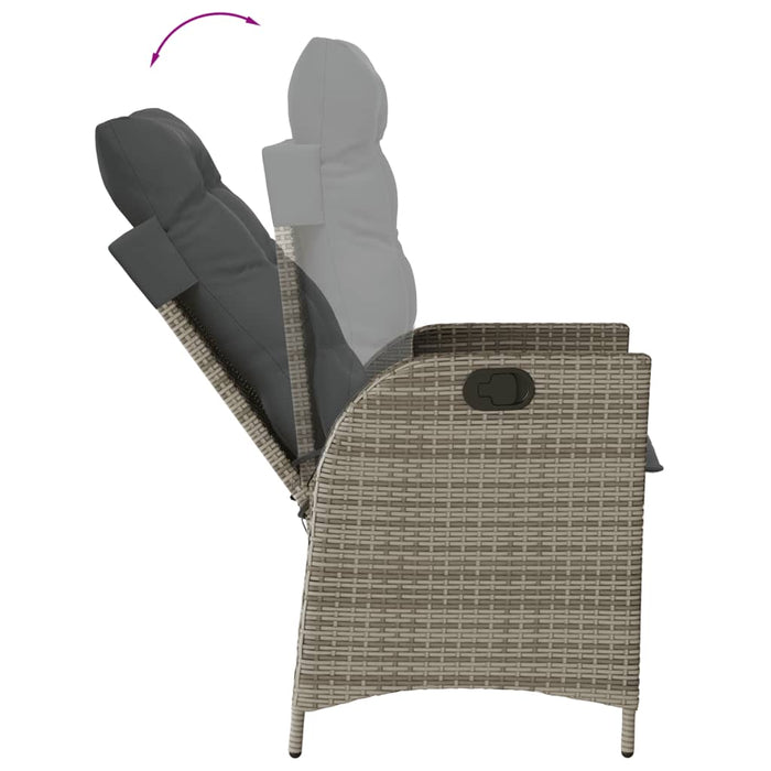 Set mobilier grădină cu perne, 9 piese, gri, poliratan WALTI