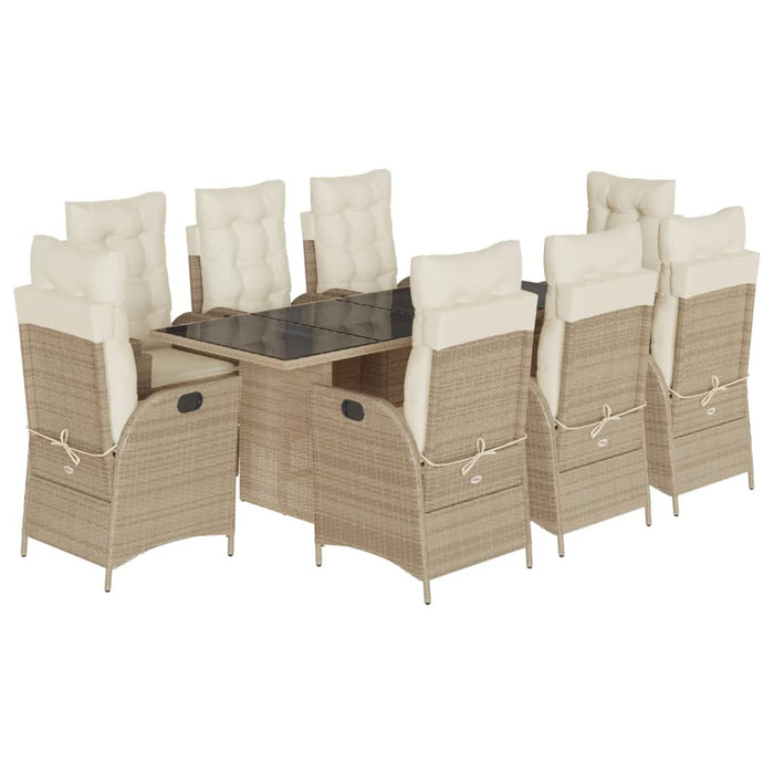 Set de masă pentru grădină, 9 piese, cu perne, bej, poliratan - WALTI WALTI