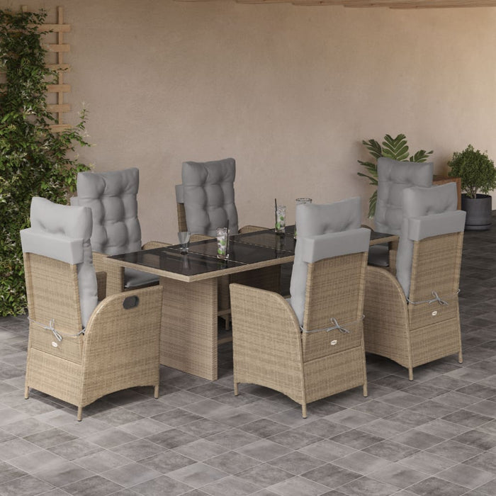 Set mobilier pentru grădină, 7 piese, cu perne, bej, poliratan - WALTI WALTI