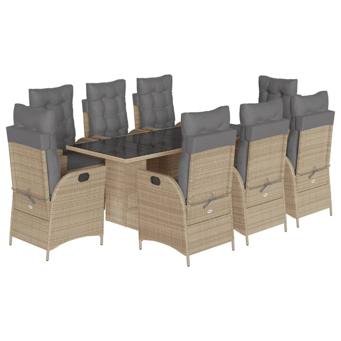 Set de masă pentru grădină, 9 piese, cu perne, bej, poliratan - WALTI WALTI