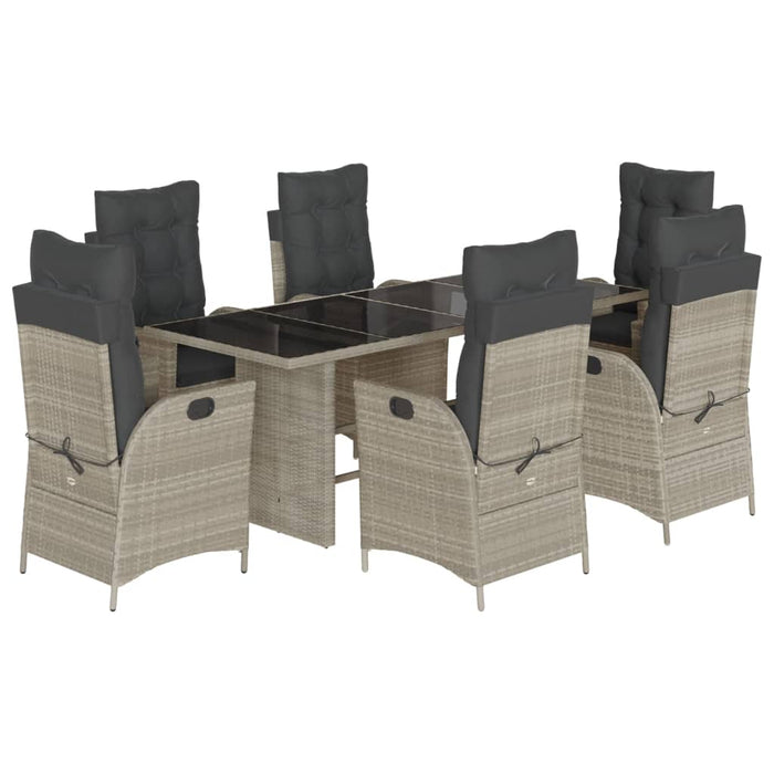 Set mobilier de grădină cu perne, 7 piese gri deschis poliratan - WALTI WALTI