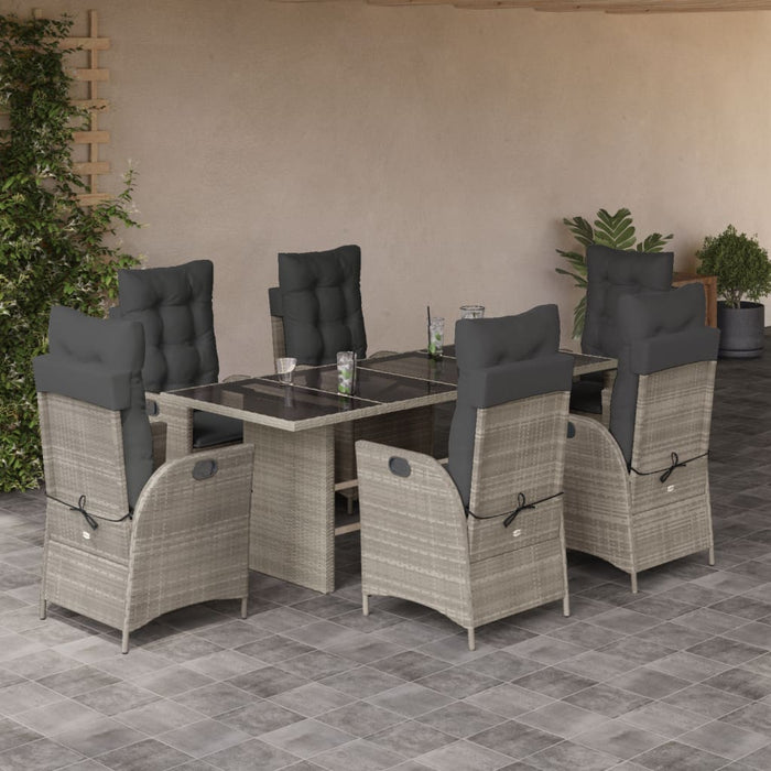 Set mobilier de grădină cu perne, 7 piese gri deschis poliratan - WALTI WALTI