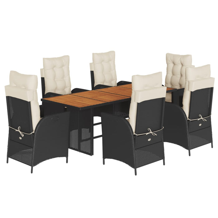Set mobilier de grădină cu perne, 7 piese, negru, poliratan - WALTI WALTI