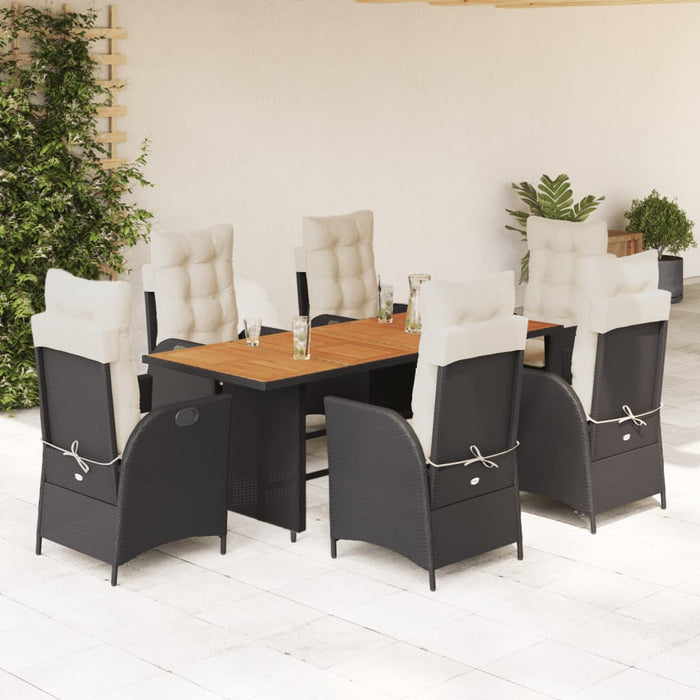 Set mobilier de grădină cu perne, 7 piese, negru, poliratan - WALTI WALTI