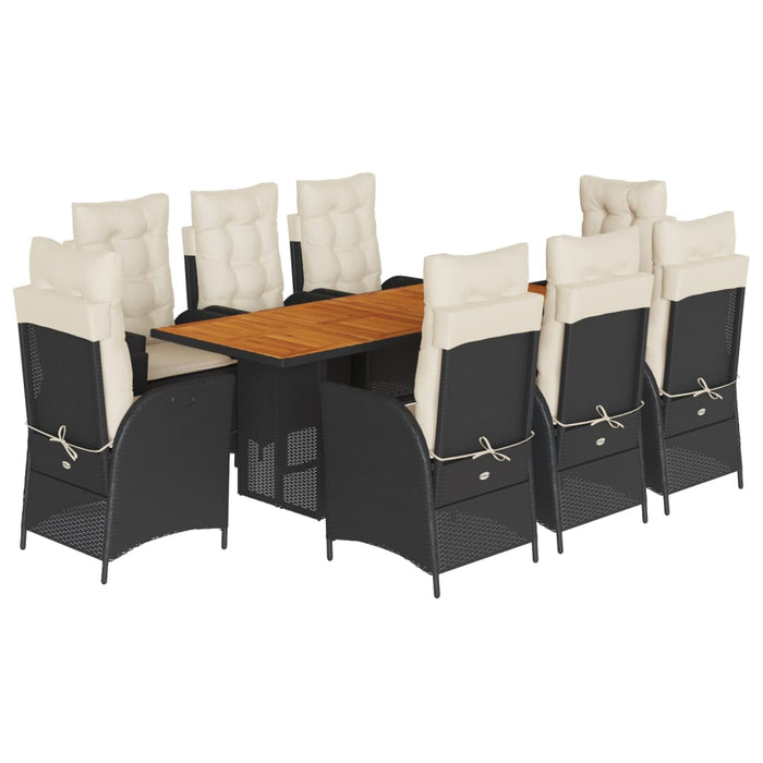 Set mobilier de grădină cu perne, 9 piese, negru, poliratan - WALTI WALTI