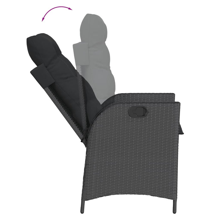 Set mobilier de grădină cu perne, 7 piese, negru, poliratan WALTI