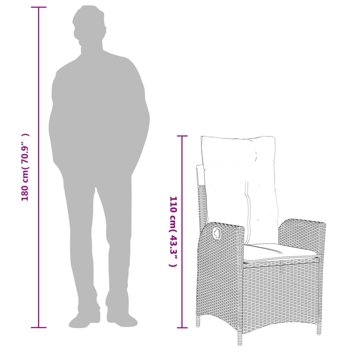 Set mobilier de grădină cu perne, 7 piese, negru, poliratan WALTI