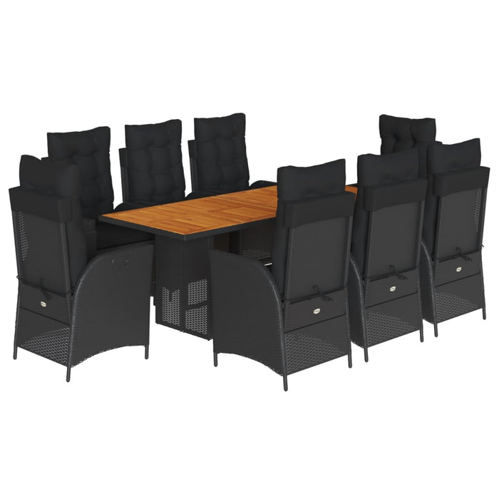 Set mobilier de grădină cu perne, 9 piese, negru, poliratan - WALTI WALTI