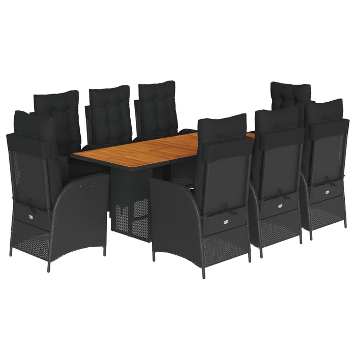 Set mobilier de grădină cu perne, 9 piese, negru, poliratan - WALTI WALTI