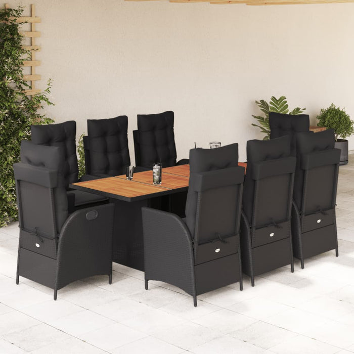 Set mobilier de grădină cu perne, 9 piese, negru, poliratan - WALTI WALTI