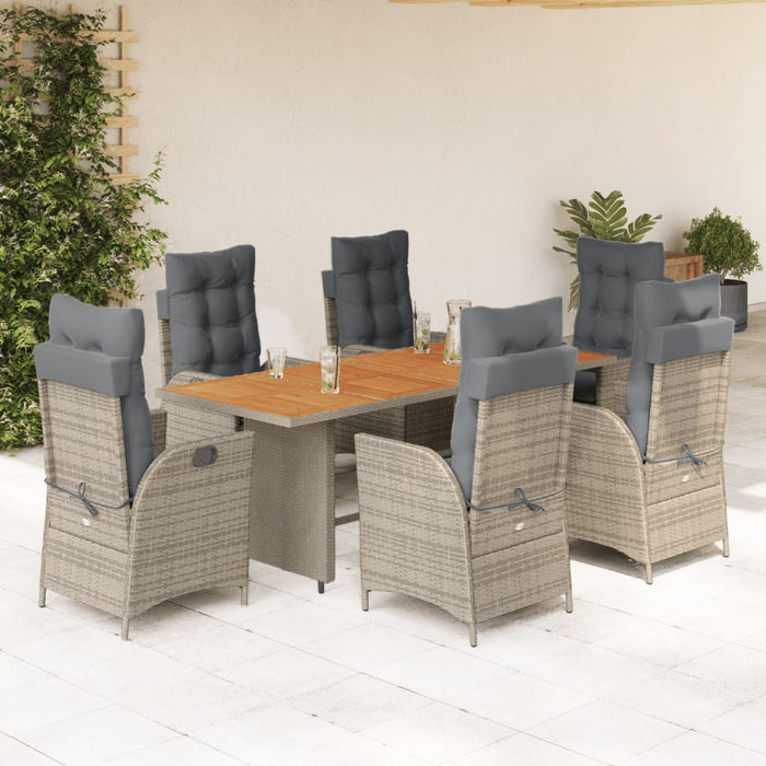 Set mobilier de grădină cu perne, 7 piese, gri, poliratan - WALTI WALTI