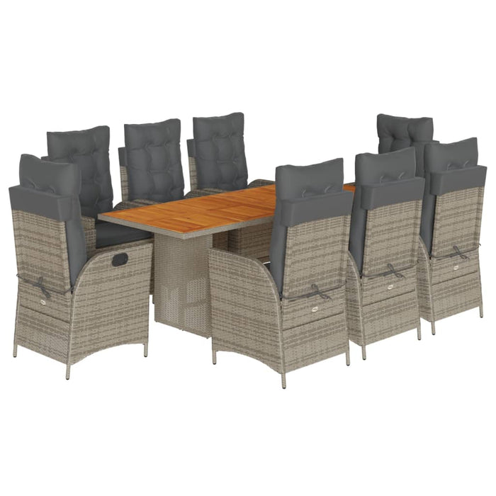 Set mobilier grădină cu perne, 9 piese, gri, poliratan - WALTI WALTI