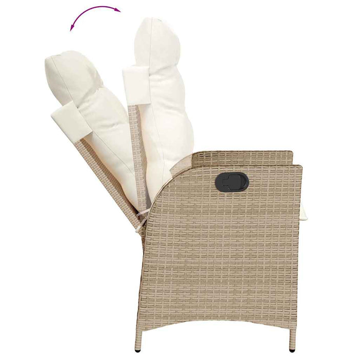 Set de masă pentru grădină, 9 piese, cu perne, bej, poliratan WALTI