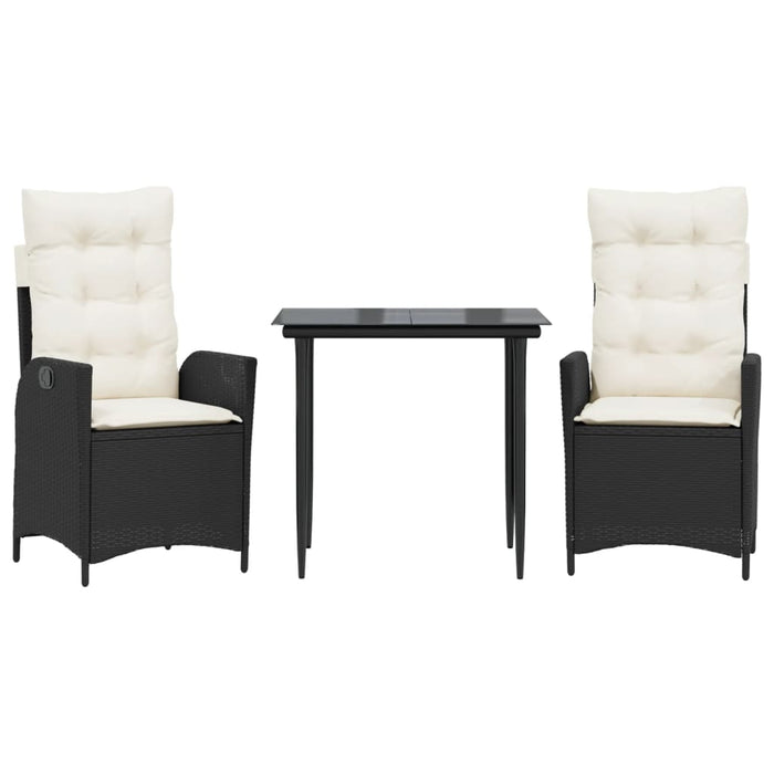 Set mobilier de grădină cu perne, 3 piese, negru, poliratan - WALTI WALTI