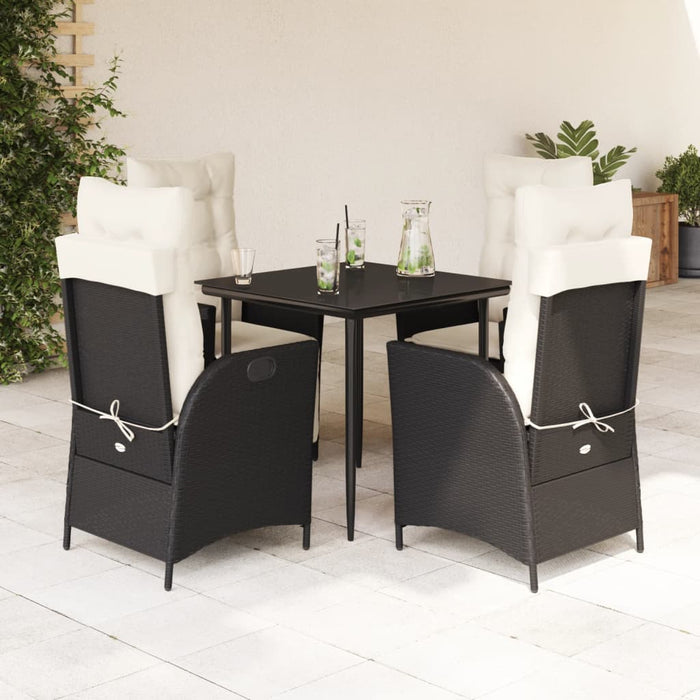 Set mobilier de grădină cu perne, 5 piese, negru, poliratan - WALTI WALTI