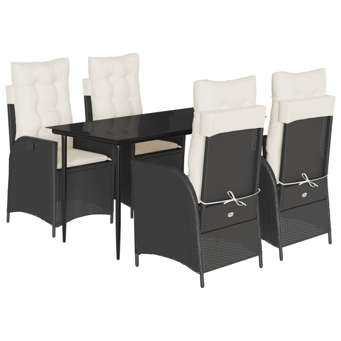 Set mobilier de grădină cu perne, 5 piese, negru, poliratan - WALTI WALTI