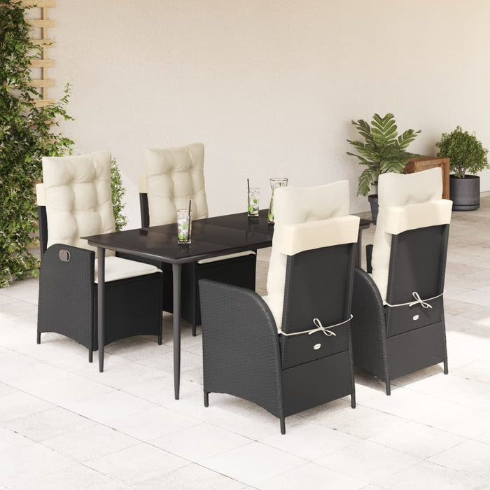 Set mobilier de grădină cu perne, 5 piese, negru, poliratan - WALTI WALTI