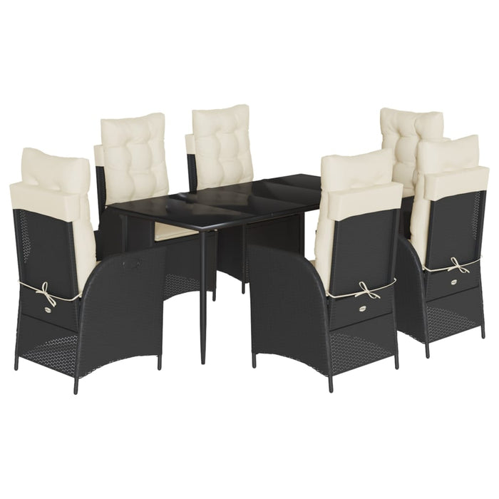 Set mobilier de grădină cu perne, 7 piese, negru, poliratan - WALTI WALTI