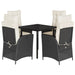 Set mobilier de grădină cu perne, 5 piese, negru, poliratan - WALTI WALTI