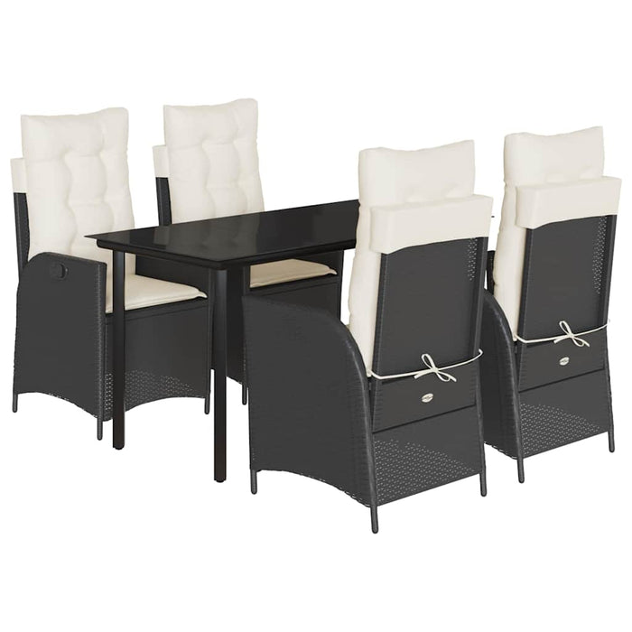 Set mobilier de grădină cu perne, 5 piese, negru, poliratan - WALTI WALTI