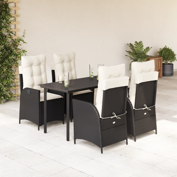 Set mobilier de grădină cu perne, 5 piese, negru, poliratan - WALTI WALTI