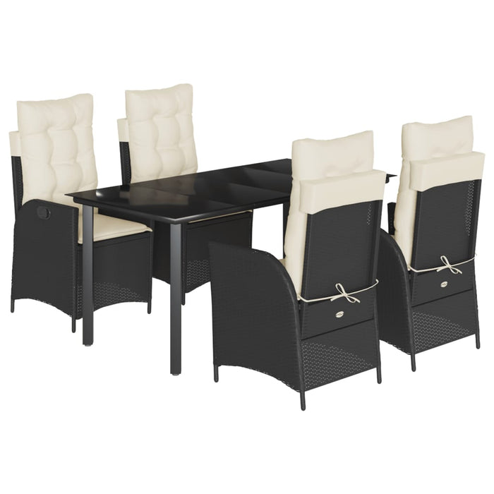 Set mobilier de grădină cu perne, 5 piese, negru, poliratan - WALTI WALTI