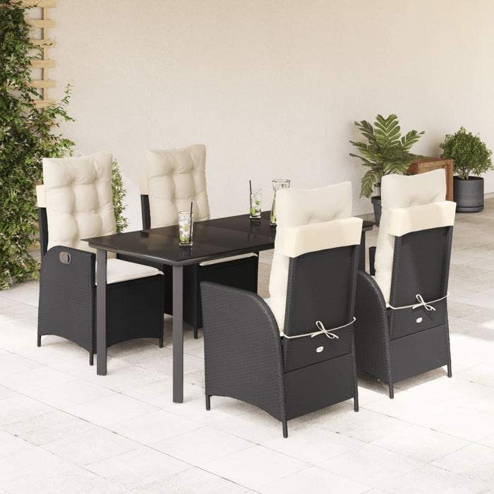 Set mobilier de grădină cu perne, 5 piese, negru, poliratan - WALTI WALTI