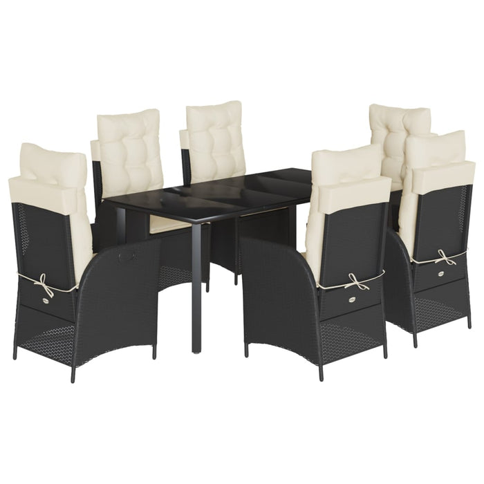 Set mobilier de grădină cu perne, 7 piese, negru, poliratan - WALTI WALTI