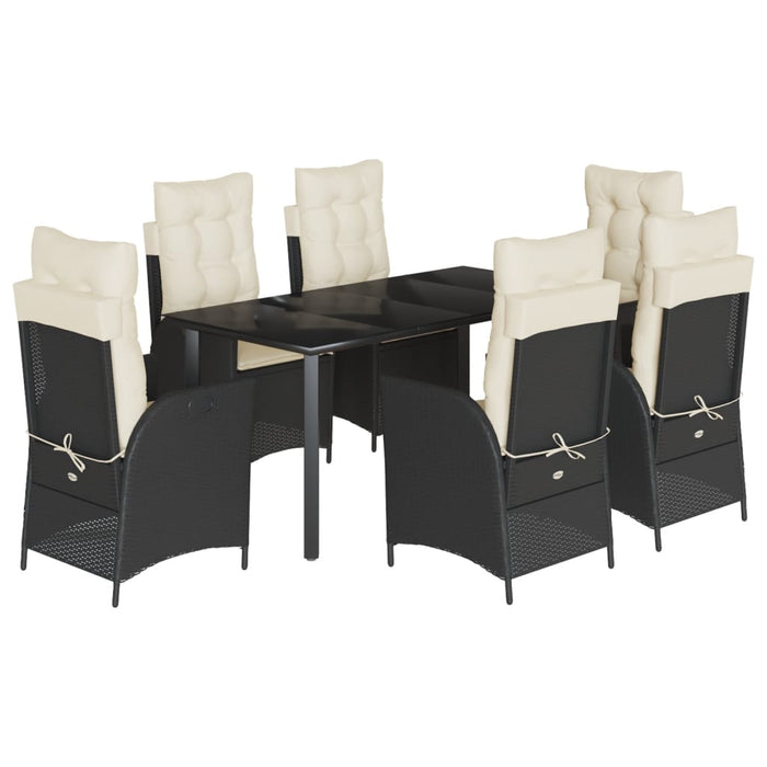 Set mobilier de grădină cu perne, 7 piese, negru, poliratan - WALTI WALTI