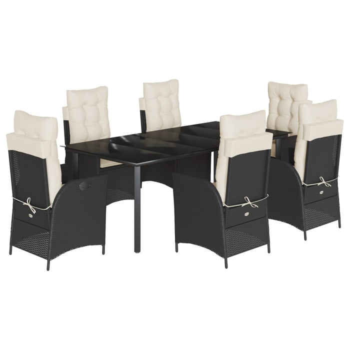 Set mobilier de grădină cu perne, 7 piese, negru, poliratan - WALTI WALTI