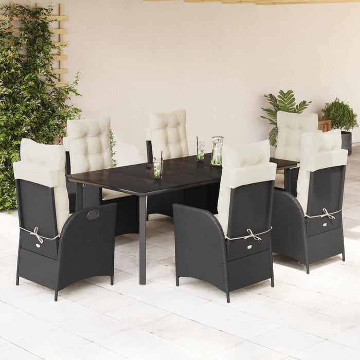 Set mobilier de grădină cu perne, 7 piese, negru, poliratan - WALTI WALTI