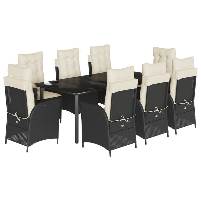 Set mobilier de grădină cu perne, 9 piese, negru, poliratan - WALTI WALTI