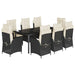Set mobilier de grădină cu perne, 9 piese, negru, poliratan - WALTI WALTI