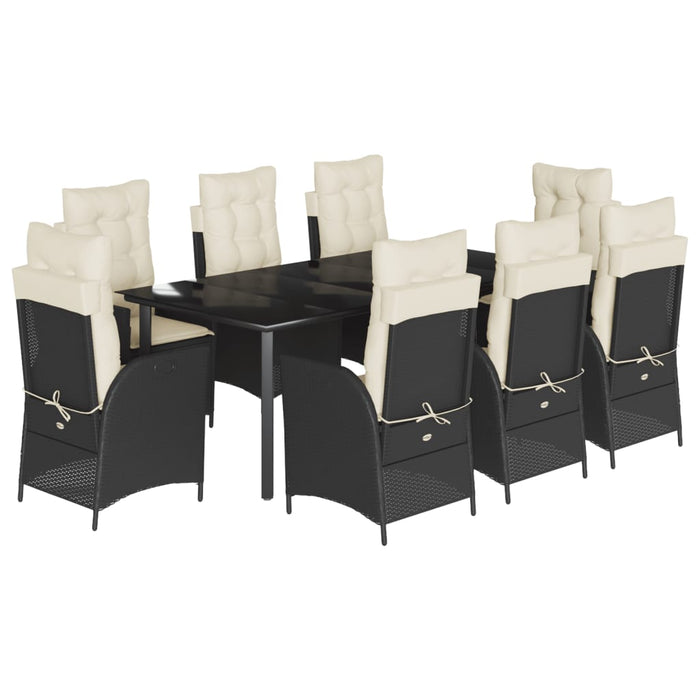 Set mobilier de grădină cu perne, 9 piese, negru, poliratan - WALTI WALTI
