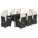Set mobilier de grădină cu perne, 9 piese, negru, poliratan - WALTI WALTI