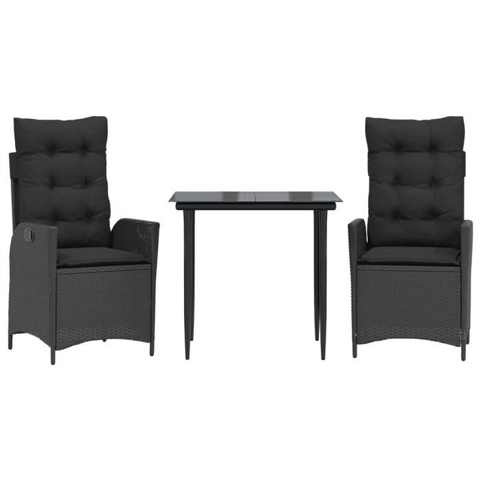 Set mobilier de grădină cu perne, 3 piese, negru, poliratan - WALTI WALTI