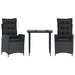 Set mobilier de grădină cu perne, 3 piese, negru, poliratan - WALTI WALTI