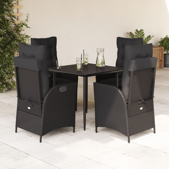 Set mobilier de grădină cu perne, 5 piese, negru, poliratan - WALTI WALTI