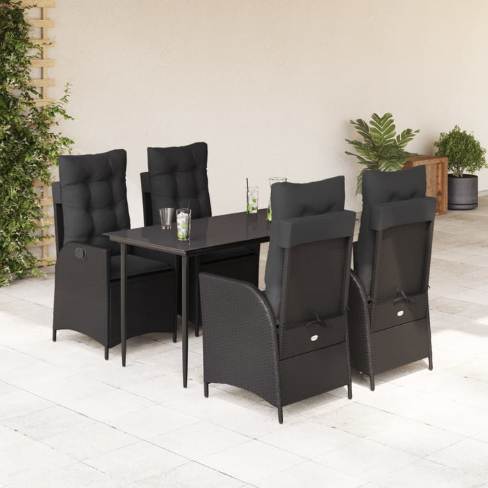 Set mobilier de grădină cu perne, 5 piese, negru, poliratan - WALTI WALTI