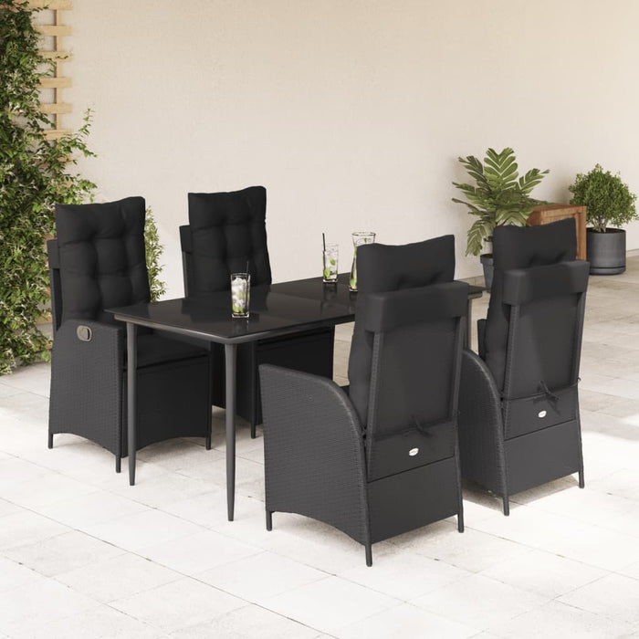 Set mobilier de grădină cu perne, 5 piese, negru, poliratan - WALTI WALTI